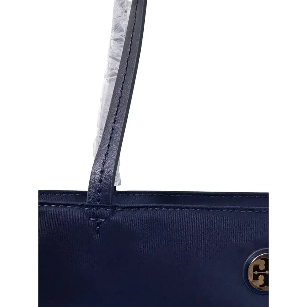 Tory Burch Nylon Tote with Logo Navy New